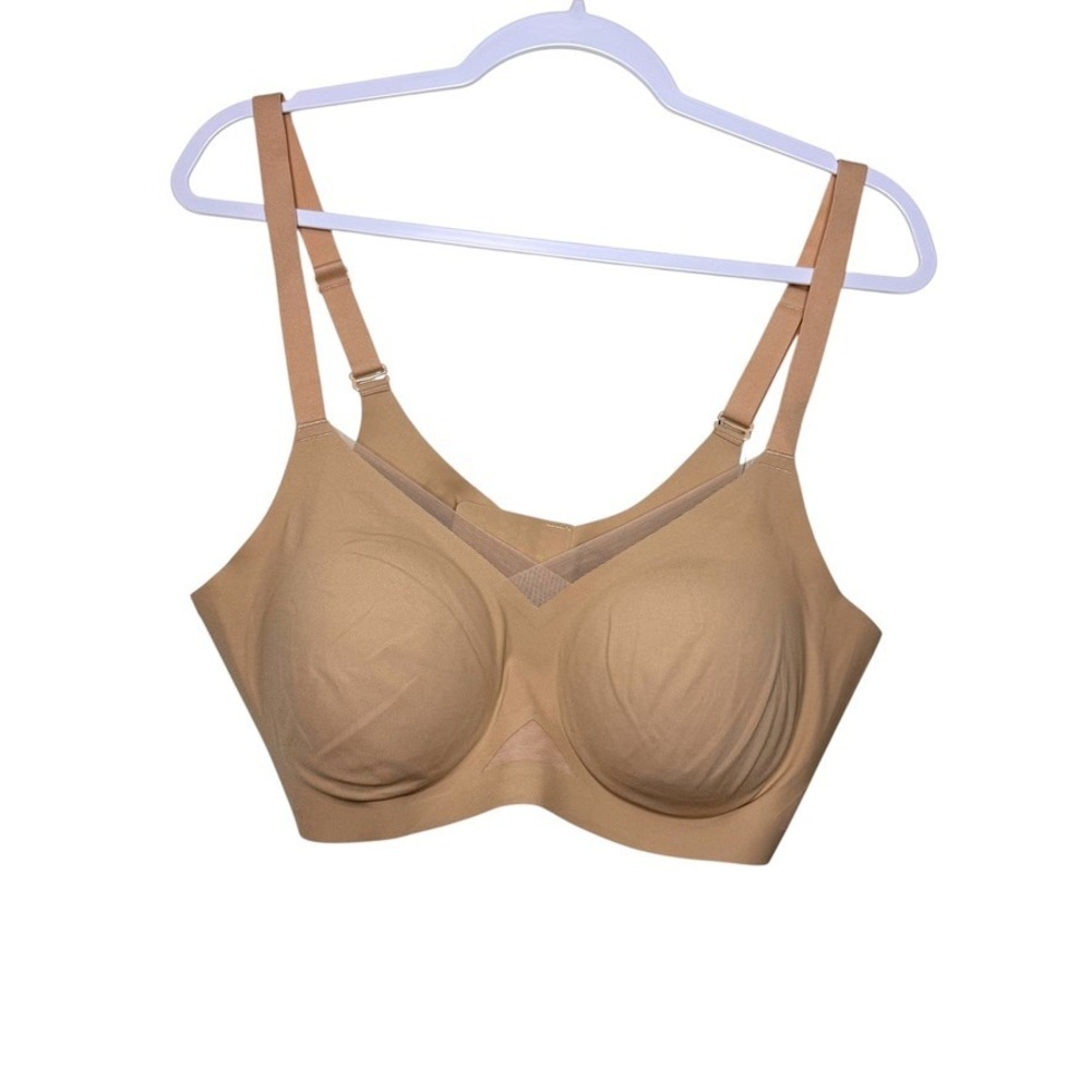 Honeylove Crossover Bra‎ Women's 1X Beige Smoothing Comfort Stretch